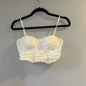 Mesh crop top, cream color, size small, chest padding